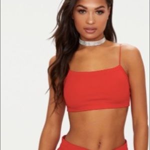 PrettyLittleThing Red Spaghetti Crop Top